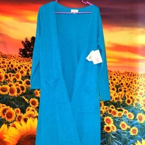 Blue duster cardigan with pockets